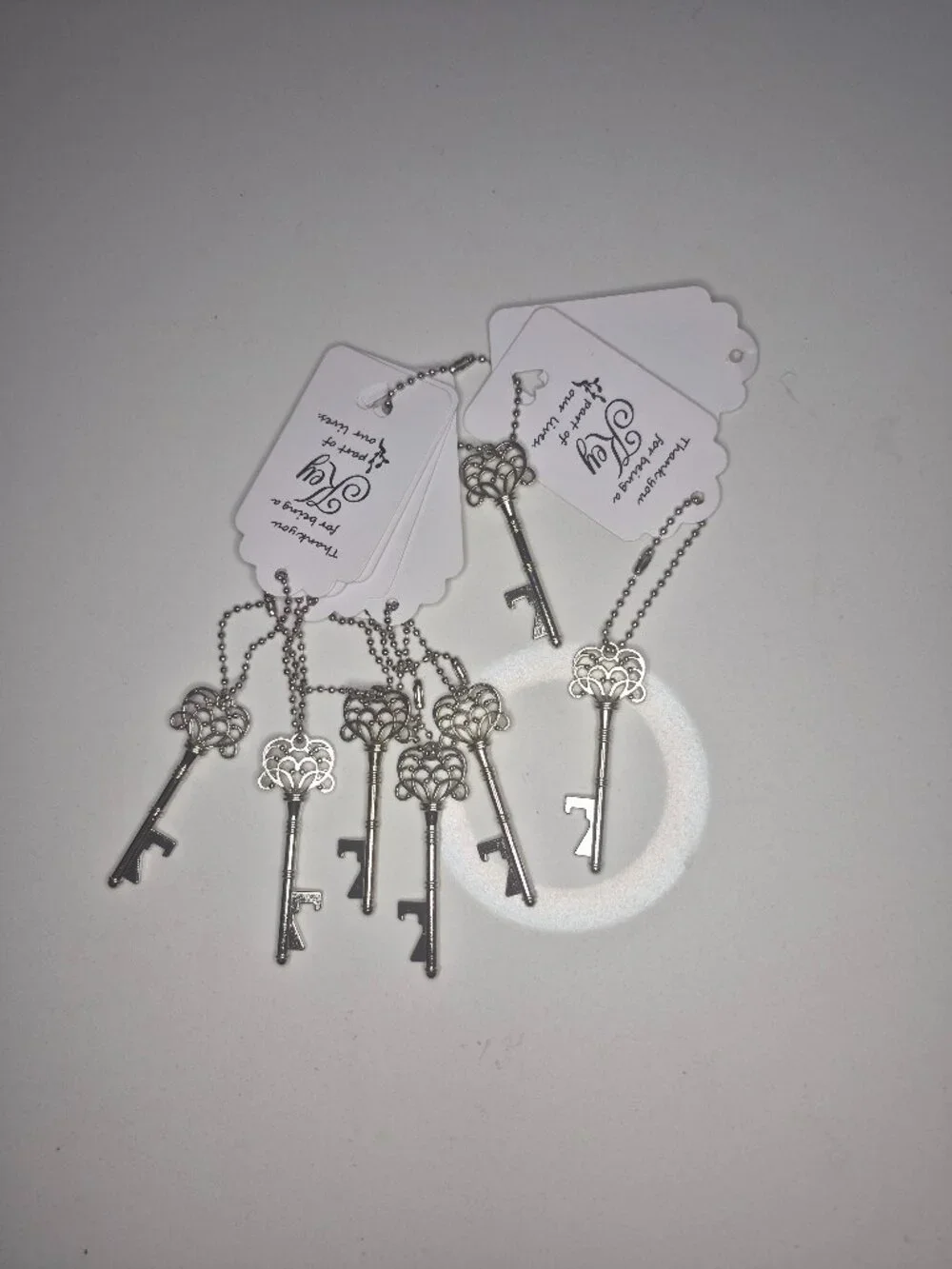 7 PCS Key Bottle Openers,Vintage Skeleton Key Bottle Opener,Wedding Favor Silver